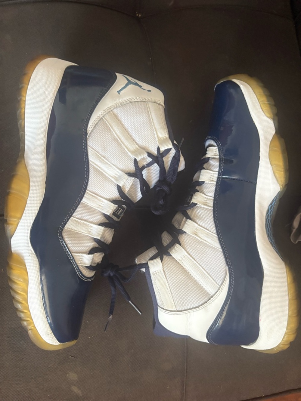 Jordan Retro 11 "Win Like 82" Navy and White Patent Leather Sneakers